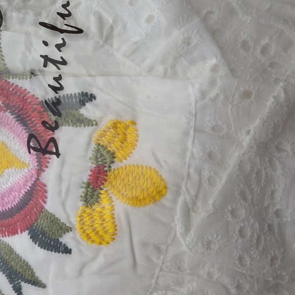 Bohemian Off-Shoulder Embroidered Cream Dress - Picture 16 of 16